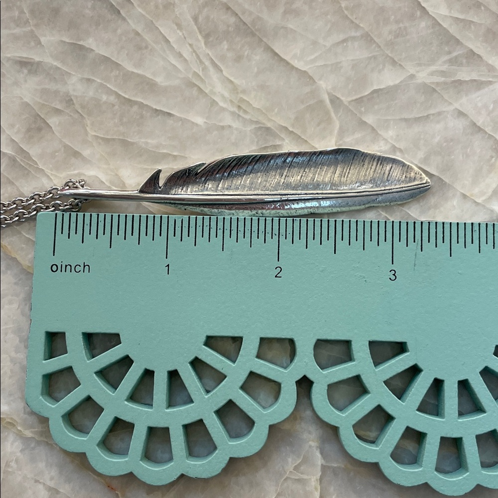 RETIRED RARE James Avery Sterling Silver Feather Pendant with Chain - Picture 9 of 9